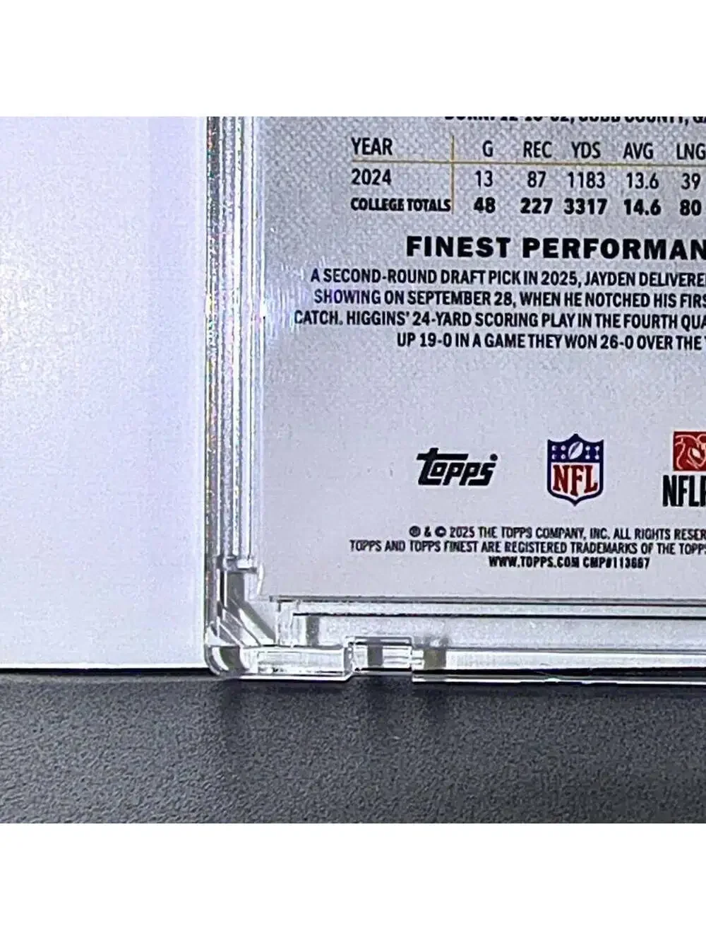 Jayden Higgins Rookie 2025 Topps Finest NFL #26 Card Houston Texans 065/200